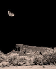 Arizona Sonora Desert Moon in infrared monochrome