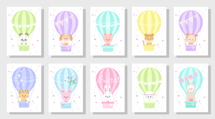 cute kids greeting card vector set bundle