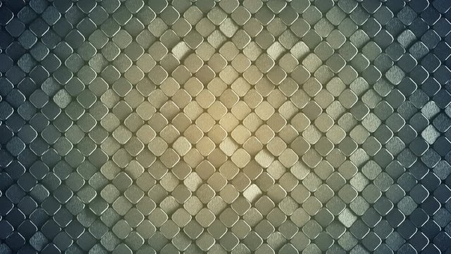 Rhombus pattern with rough metallic surface. Abstract computer graphic. 3D render seamless loop animation 4k UHD 3840x2160