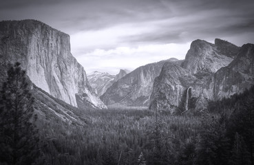 Yosemite Valley from Tunnel View (Black and White)