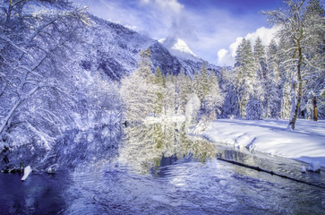 Snowy Reflections in the Merced River