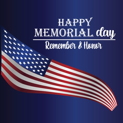 Memorial Day - Remember and honor with USA flag, Vector illustration. - Vector