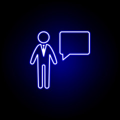 Businessman, message icon. Elements of Human resources illustration in neon style icon. Signs and symbols can be used for web, logo, mobile app, UI, UX