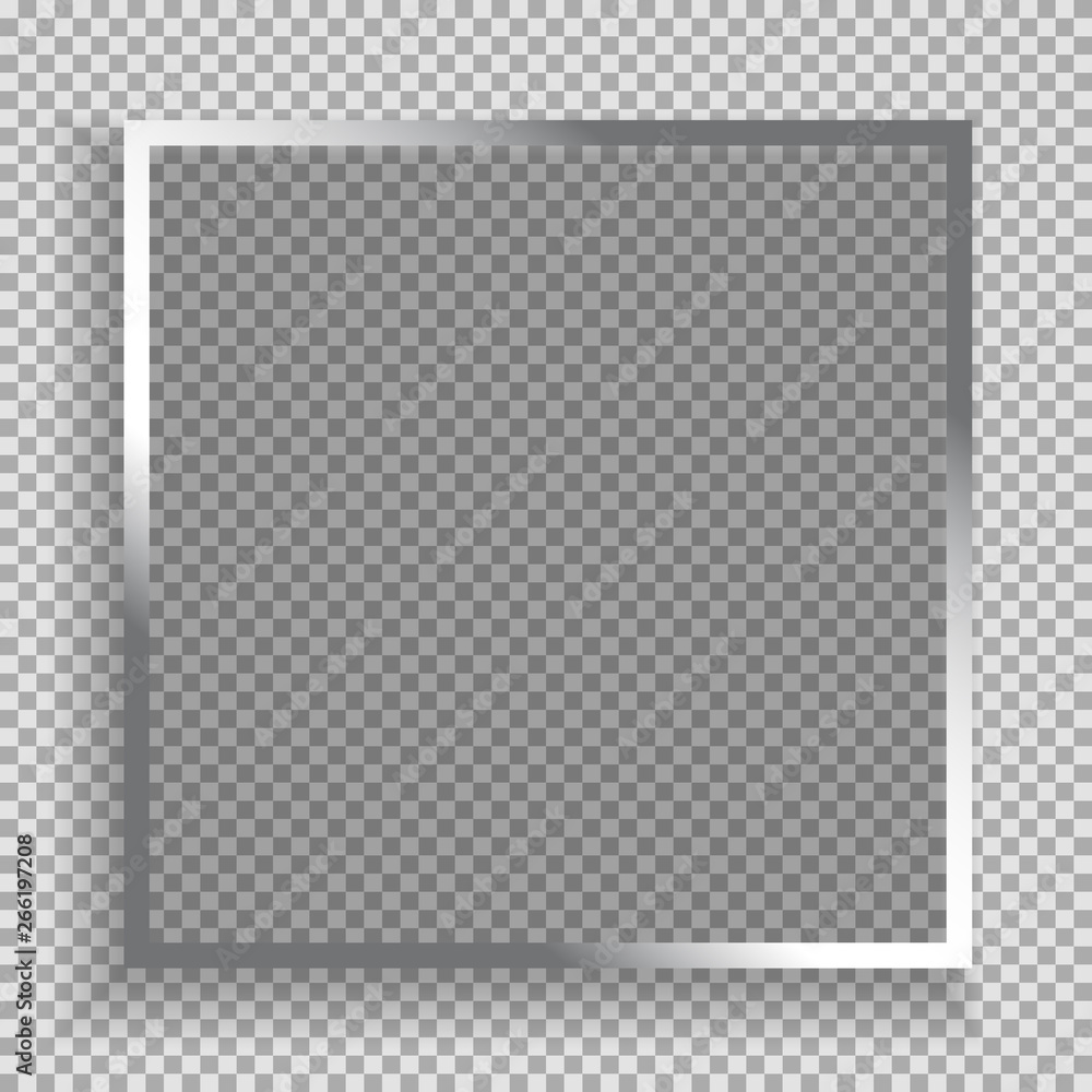 Aufkleber white square frame with soft shadow for text or picture is on squared gray background