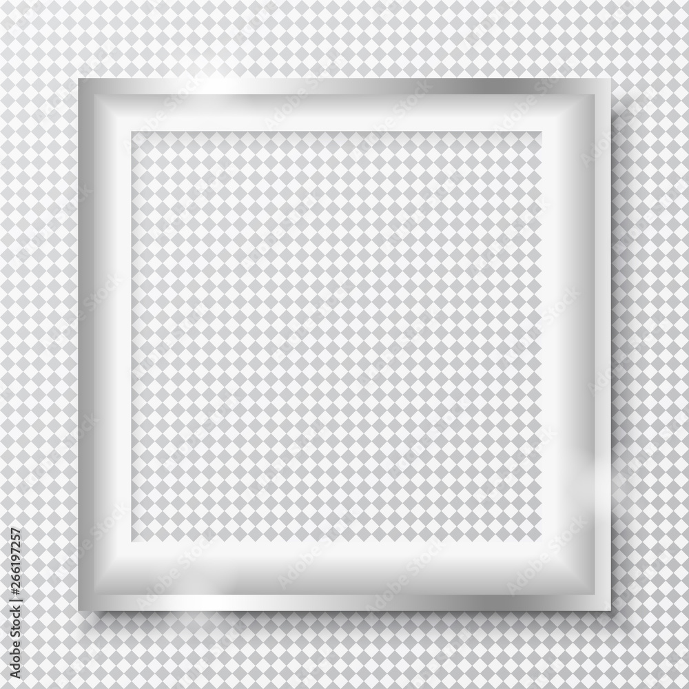Aufkleber white square frame with soft shadow for text or picture is on squared gray background
