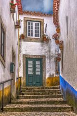 View of a Portuguese vernacular buildings on medieval village inside the fortress and Luso Roman...