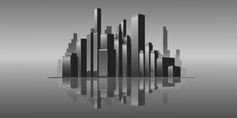 Fototapeta na wymiar Skyscrapers in the big city style Paper Cut On Vector illustration on gray background