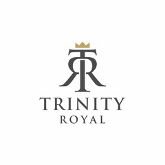 Luxury Vintage Trinity Logo Design with Initial T Logotype and Crown Symbol