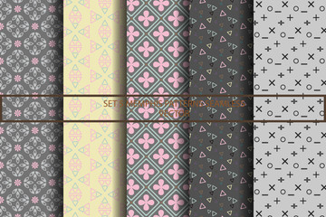 Set 5 patterns wallpaper Vector background Interior ideas in vintage style