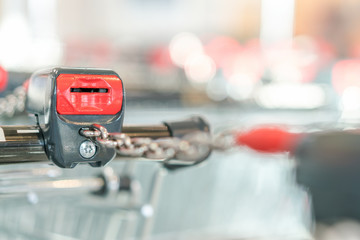 lock hole in the grocery cart, close-up