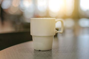 cup of tea or coffee on the table of restaurant