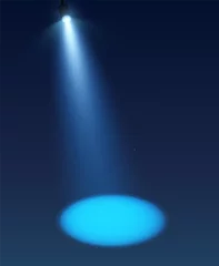 Foto op Plexiglas Realistic spotlights with blue light shining stage vector. studio. vector background. Illuminated effect form projector, projector for studio. show. Minimalisticillustration eps10 © Vitaliy