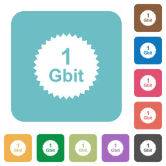 1 Gbit guarantee sticker rounded square flat icons