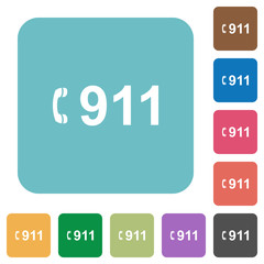 Emergency call 911 rounded square flat icons