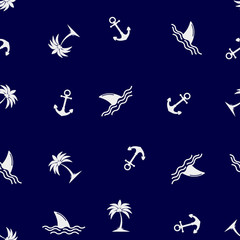 Fototapeta premium nautical seamless blue and white background . Vector