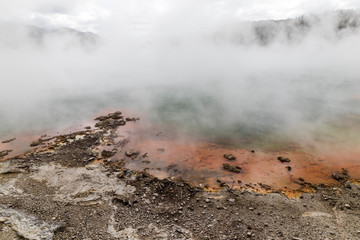 Champagne Pool in the Geothermal Wonderland in Wai-O-Tapu, New Zealand