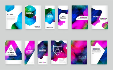 Abstract Colorful Liquid and Fluid Cover Design. Minimal Geometric Poster. Pattern Gradients. Backgrounds. Vector.