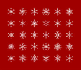 Naklejka na ściany i meble Big Set of Snowflakes Winter Christmas Xmas Design Vector Elements.