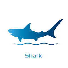 Obraz premium Template of silhouette of abstract shark. Modern business icon for website design. Logo in a flat style. vector illustration isolated
