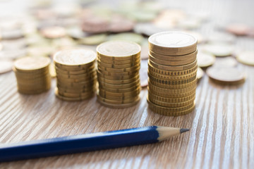 stacked currencies, savings and financial accounting