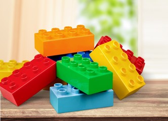 Fototapeta premium Toys collection isolated on light background