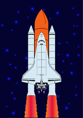 Space Shuttle. Spaceship and space background.