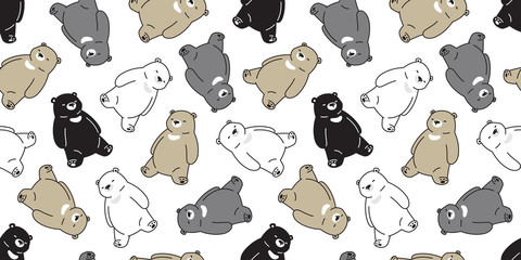 Bear seamless pattern polar bear vector sleeping cartoon scarf isolated repeat background tile wallpaper doodle illustration