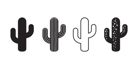 Foto op Canvas cactus icon vector logo symbol desert flower botanica plant garden summer tropical illustration doodle © CNuisin