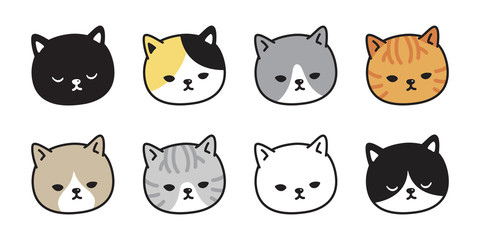 Fototapeta premium cat icon vector kitten head calico logo character cartoon ginger symbol illustration