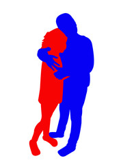 children hugging bodies silhouette vector