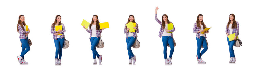 Young student with books isolated on the white