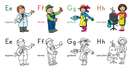 ABC professions coloring book set English alphabet