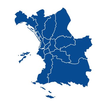 Outline map of Marseille districts 
