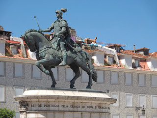 Horse statue of Dom Joao in Lisbon in Portugal