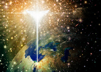 Angelic Star over Earth Shining On Bethlehem