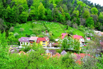 Aerial view. Typical urban landscape of the city Brasov, a town situated in Transylvania, Romania, in the center of the country