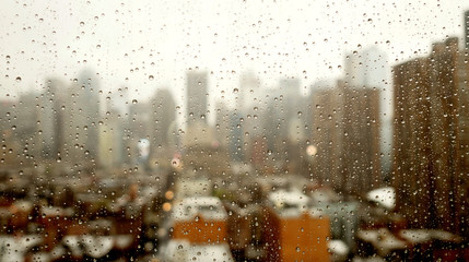 Sad Depressiv Moody Wet Weather Season in Rainy City Background 