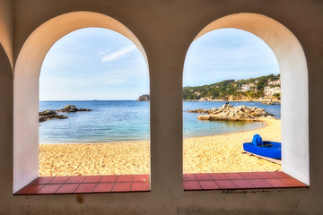 Nice promenade in a Spanish town Calella de Palafrugell in Costa Brava