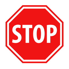 Red stop sign icon vector illustration - obrazy, fototapety, plakaty