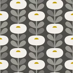 Tapeten Gänseblümchen im skandinavischen Stil grauer Vektor nahtloses Muster. © viktoriayams