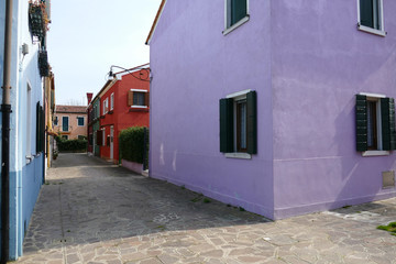 tourist in coloured italian house