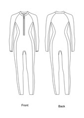 Diving suit vector.  wetsuit with long sleeves and long pants with a zipper in front vector.