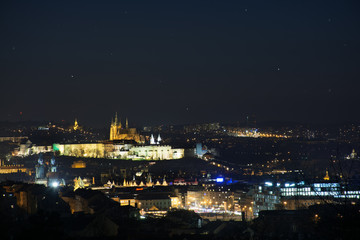 Nighty Prague's panorama. Nice view old town with its castles.