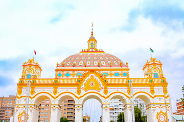 Fototapeta premium Entrance arch (Portada) to the May Fair , Seville Fair (Feria de Sevilla), Andalusia, Spain