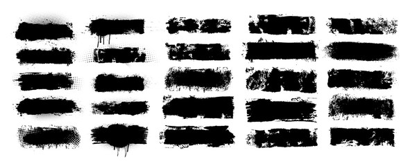 Ink splashes. Black inked splatter dirt stain splattered spray splash with drops blots isolated vector grunge silhouette set