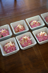 Small dishes with savory appetizers