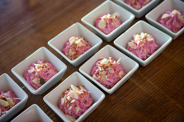 Small dishes with savory appetizers