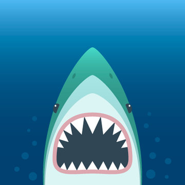 Shark with open mouth. Shark isolation on a white background. Flat vector