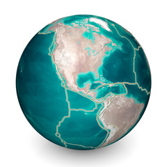 Tectonic plates move constantly, making new areas of ocean floor, building mountains, causing earthquakes, and creating volcanoes. 3d rendering. Map. Element of this image are furnished by Nasa © Naeblys