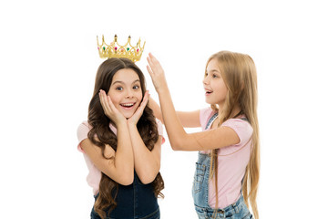 Title goes to cute kid. My best friend. Personal appreciation. Kid wear golden crown symbol...